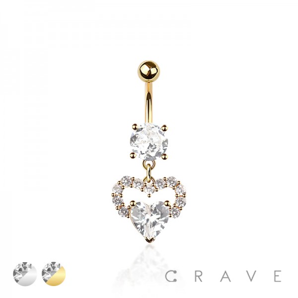 316L SURGICAL STEEL MULTI CZ HEART IN HEART DANGLE BELLY BUTTON NAVEL RING 316L SURGICAL STEEL MULTI CZ HEART IN HEART DANGLE BELLY BUTTON NAVEL RING